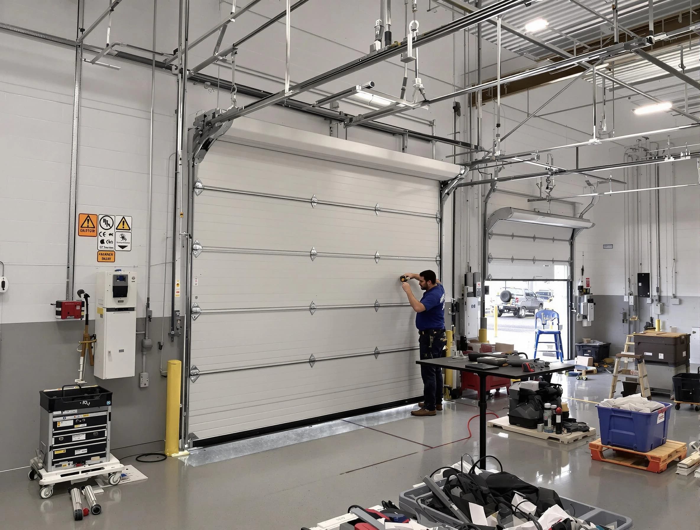 Commercial garage door repair being performed by Northglenn Garage Door Repair expert in Northglenn