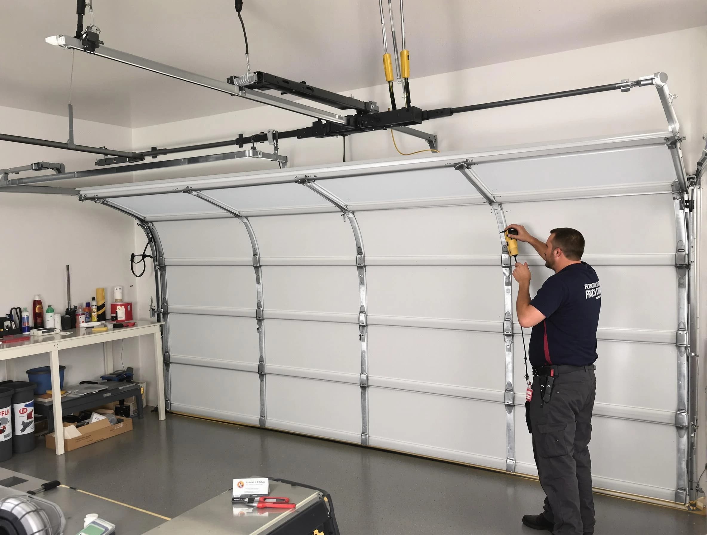 Northglenn Garage Door Repair certified technician performing overhead door system repair in Northglenn