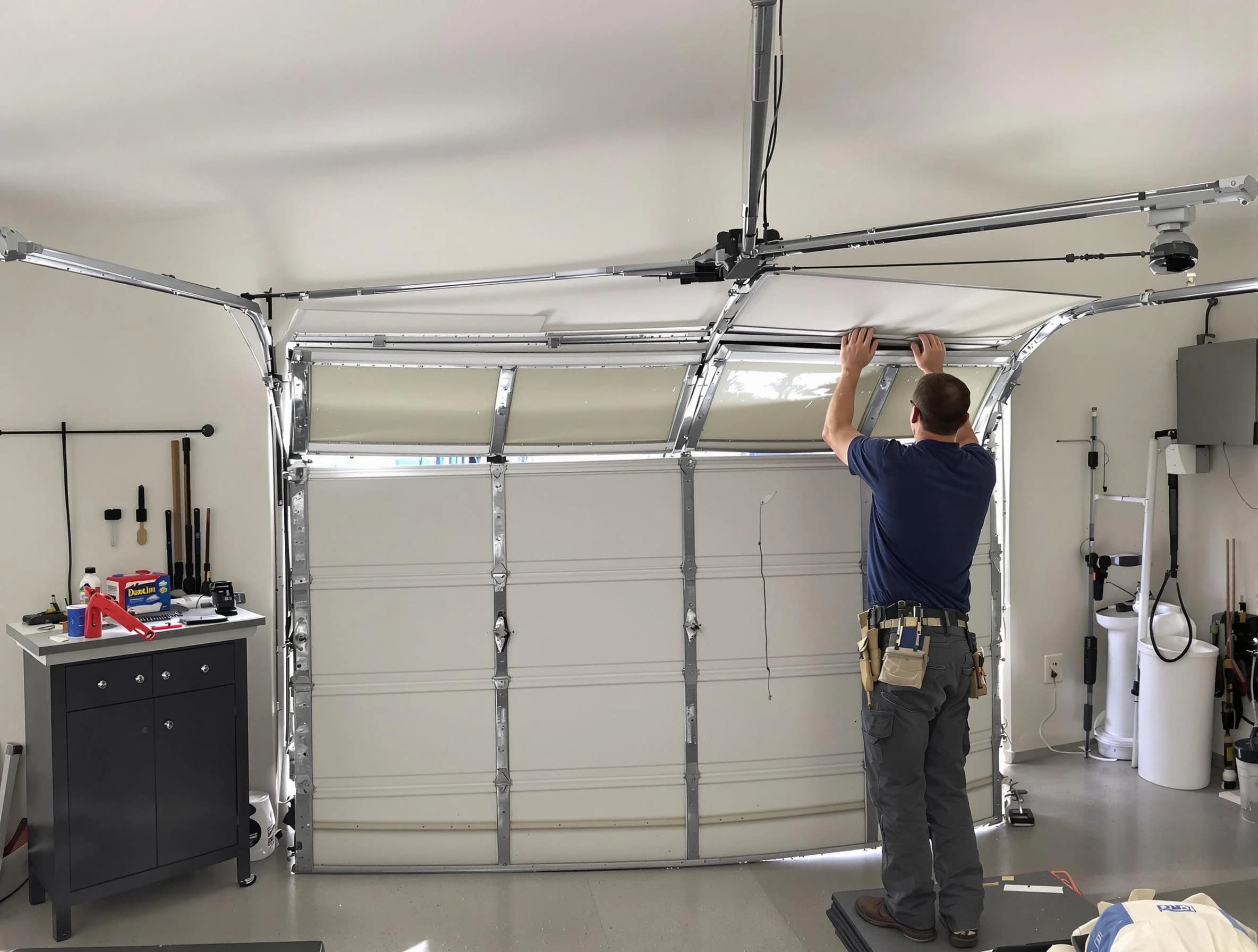 Northglenn Garage Door Repair specialist performing precise section replacement on Northglenn garage door