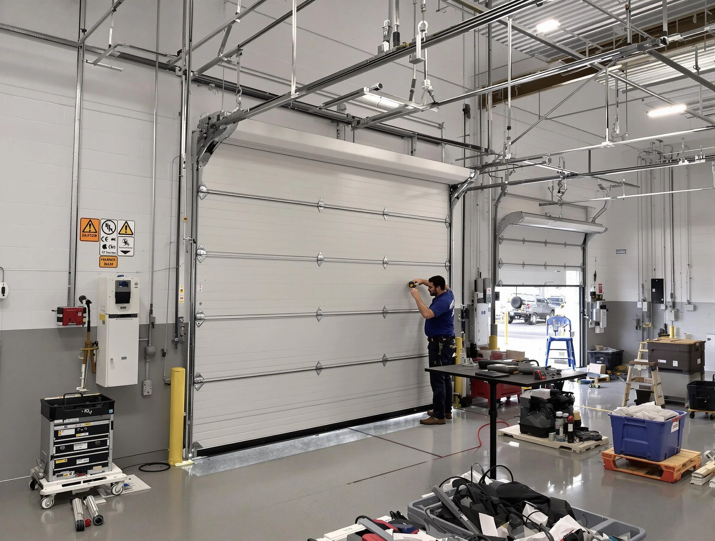 Commercial garage door repair being performed by Northglenn Garage Door Repair expert in Northglenn