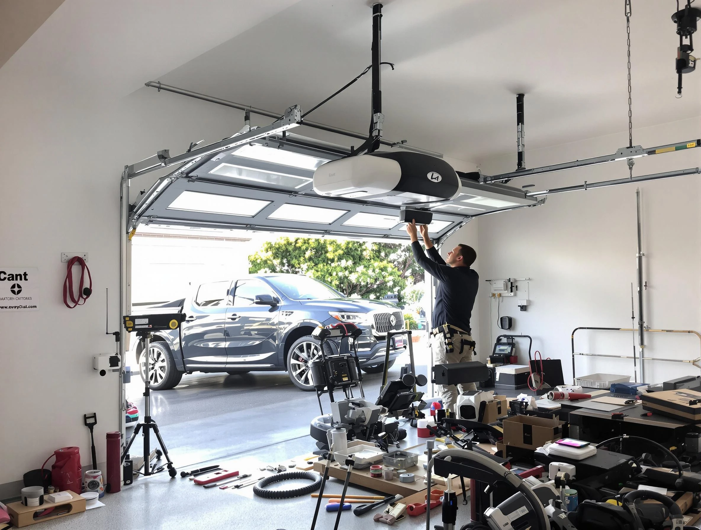 Northglenn Garage Door Repair specialist installing smart garage door opener system in Northglenn home