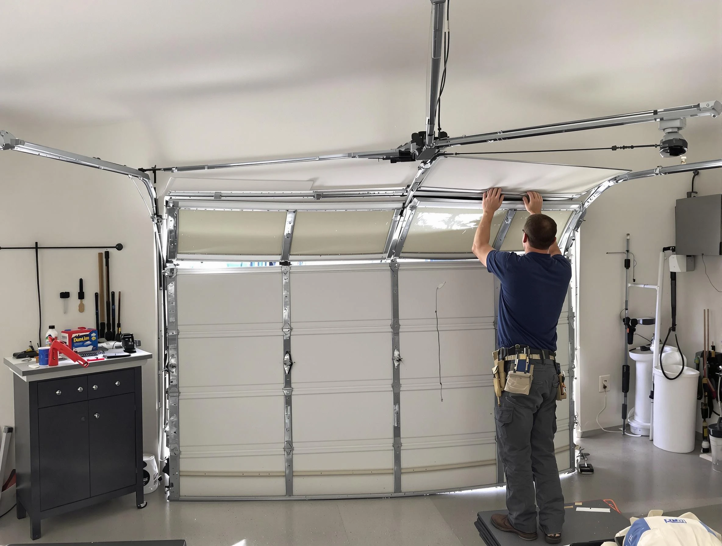 Northglenn Garage Door Repair specialist performing precise section replacement on Northglenn garage door